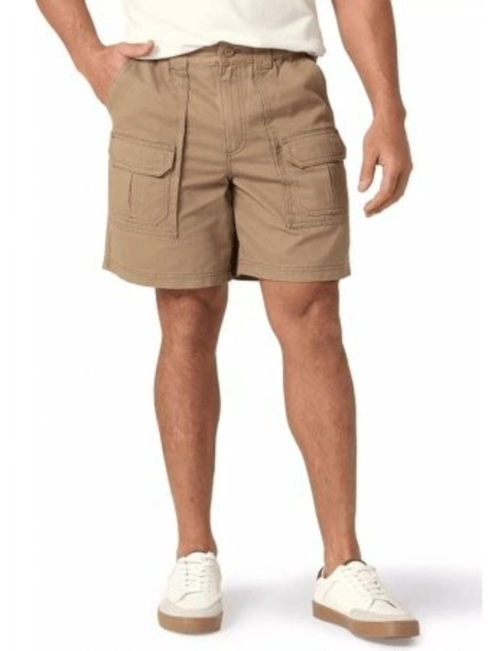 Men's Lee Big & Tall 9.5" Cargo Shorts with Elastic Sides - Khaki - 42 - NWT